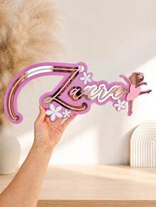 1pc Personalized Custom Name Acrylic Double Layer Laser Cut, Indoor Decoration Nameplate Double Layer, Party Decoration - Multicolor - View 3