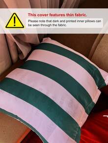 1/2pcs Pink & Green Striped Pillowcase (No Filling), Cushion Cover, Decorative Pillowcase, Single-Sided Print, Multi-Purpose, Breathable, Anti-Pilling, Comfortable, Machine Washable, Suitable For Sofa And Car Pillows, Room Decor, Autumn Decor, Home Decor, Autumn Decor - Multicolor - View 5
