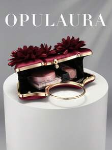 OpulAura Women's Exquisite Charming Petal Evening Clutch Bag, Ruffle Design Handbag For Evening Gown, Suitable For Wedding/Vacation/Formal Party/Ball And Other Occasions, Comes With Chain, Random Petal Shape - Burgundy - View 3