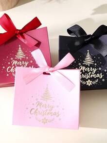 10pcs Christmas Gift Boxes With Ribbons, Festive "Merry Christmas" Design, Suitable For Personal Or Commercial Use, Elegant Wedding Gift Boxes, Perfect For Birthday And Holiday Decor, Party Favors, Christmas, Wedding And Valentine's Day - View 9