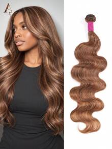 ARABELLA 1 Packs 10A Body Wave Honey Blonde Highlight Raw Brazilian Human Hair Bundles 100% Unprocessed Virgin Human Hair Weave Extensions Natural Looking Long Lasting - S4/27 - View 1