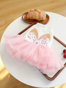 1PC Pet Clothes Small Dog Puppy Cat Cute Multi-Layer Mesh Tutu Dress Easter Polka Dot Rabbit Dress - Multicolor - View 5