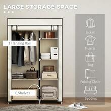 Fabric Wardrobe W/ Shelves Hanging Rail Foldable Wardrobe Cream - T0001-01-8087 - View 7