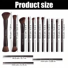 BS-MALL 14pcs Dual-Ended Wooden Handle Makeup Brush Set, Customized Personal Quality Synthetic Fiber Makeup Brushes - Brown - View 2