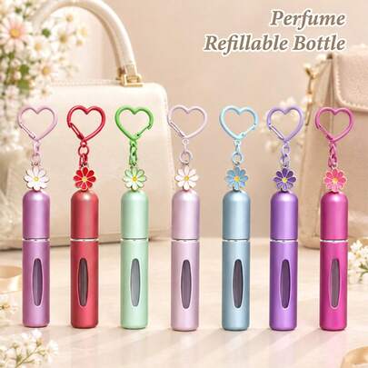 Botella de perfume de 5ml, botella de perfume portátil recargable con rociador, embalaje cosmético, rociador, mini rociador de aluminio para viajes