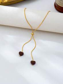 Fashion Heart-Shaped Rhinestone Pendant Necklace For Women, Daily Wear, Valentine's Day Gift - Coffee Brown - View 4