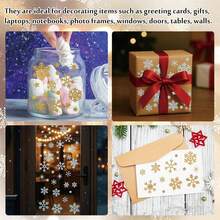 5pcs Winter Snowflake Glitter Stickers, Self-Adhesive Snowflake Decor, Christmas Scrapbooking Stickers, Suitable For Winter Envelopes, Gift Wrapping, Party Favors, Greeting Card DIY Crafts - Multicolor - View 5