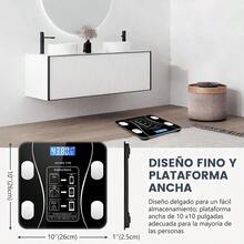 Báscula Digital Inteligente de Grasa Corporal con Bluetooth, Báscula de Baño de Vidrio Templado con App para iOS y Android, 180 kg - Negro - Ver 8