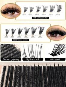 640/384/200 Clusters Eyelash Tray (D Curl), Large Capacity, High Quality Low Price, New DIY False Eyelashes, Fluffy And Soft, 3D Faux Mink Hair False Eyelashes, Makeup Eyelash Extensions, Home DIY Eyelash Extensions - DD - View 6