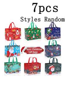 4 Large Non-Woven Christmas Gift Bags 32x25x17cm, Reusable Fabric Gift Packaging Bags For Christmas And New Year, Shopping And Party Gift Bags - Multicolor - View 12