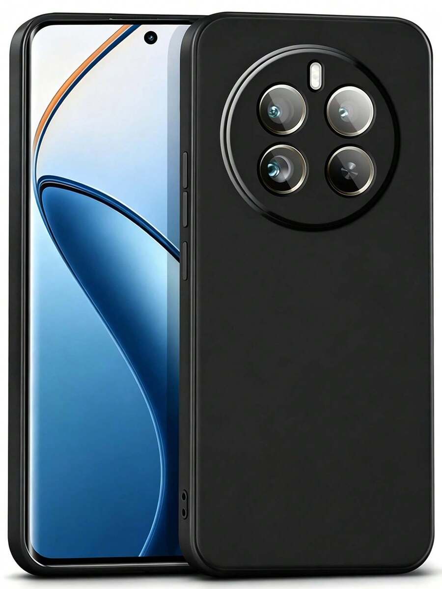 Black Matte Soft TPU Phone Case, Compatible With Realme Series, Raised Camera Cutout, Anti-Scratch Anti-Fingerprint Shockproof Protective Cover, Slim Fit Mobile Phone Back Cover For - Black - View 1