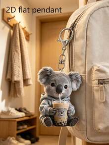 2D Flat Puppy, Kitten, Koala Pattern Keychain, Cute Dressed Animal Drinking Milk Tea Keychain, Beautiful Fashionable Key Ring Wallet Handbag Decoration, Fashionable Dressed Animal Drinking Milk Tea Party Keychain, Novel Acrylic Design Key Ring Decoration, Durable And Lightweight, Suitable For Car Keychain, Phone Keychain, Backpack And Wallet Keychain Decoration - Can Be Used As Birthday Gift, Pet Lover Keychain Car Key Bag Pendant - Multicolor - View 4