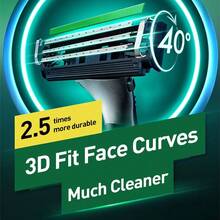 Gillette Razor, Vector 3D Razor, Non-Slip Handle, Replaceable Blades, Wet Dry Shaver For Face & Legs - Multicolor - View 2