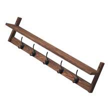 YUNRUX Brown Wood Iron Wall Mounted Coat Rack With Storage Shelf Multi Hooks For Entryway Bedroom Living Room Bathroom - Brown - View 8