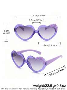 1set 3pcs Kids 3-8Y Heart & Cat Ear PC Frame Fashion Glasses, Cute Style For Party & Vacation With Glasses Box - Multicolor - View 9