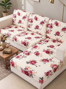 1pc Floral Print Milk Silk Sofa Cover, High Elasticity Washable, All-Season Use, Suitable For Patio, Garden, Poolside And Various Occasions, Sold Individually, Sofa Protector Cover, Fits 1/2/3/4 Seater Sofa - Multicolor - View 10