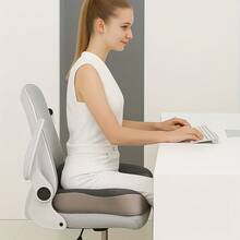1pc Memory Foam Seat Cushion, Ergonomic Design With Center Groove, Suitable For Long-Term Sitting In Office, Home Or Car - Grey - View 2