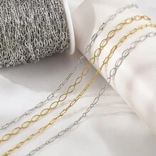 1m Stainless Steel Oval Chain Square Frame Embossed Chain Handmade Chain Suitable For DIY Necklace Bracelet Jewelry Accessories - Stainless Steel Chain - View 6