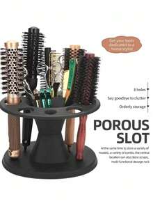 Professional Salon Round Hair Comb Storage Holder - Plastic Hair Tool Organizer With Multi-Compartment Design, Can Hold Combs, Hairbrushes And Various Hair Styling Accessories, Suitable For Home And Salon Settings. This Multi-Functional Storage Item Can Be Used As A Storage Bag, Room Decor, Makeup Bag, Vanity Organizer, Travel Essential, Storage Box, Storage Container. - Multicolor - View 5