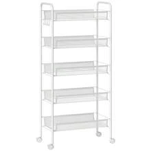 Five-Steel Mesh Basket Storage Trolley, With Wheels - White - T0001-01-8552 - View 12