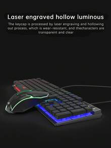 1 pieza Teclado con cable de 104 teclas con teclas flotantes, retroiluminación RGB, interfaz USB, apto para computadora de escritorio y portátil, conjunto opcional de teclado & ratón o teclado individual - Negro - Ver 6