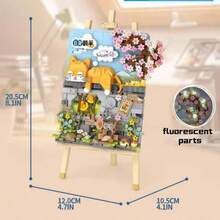 Cute Cat-Themed Easel Building Block Set, 2 Creative 3D Painting Board Assembly Models With Fun Scene Accessories, Educational Toy To Develop Children's Hands-On Skills And Creative Thinking, Family Bonding Leisure Toy, Can Be Used As Personalized Desktop Decor After Assembly, Suitable For Gifts Or Personal Use - Multicolor - View 7