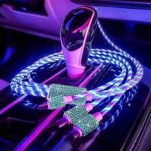 Sparkling Rhinestone Car Charger, Diamond 3-In-1 Retractable Charging Cable, USB Fast Charging Cable, Cute Women's Style, Suitable For IPhone, Dash Cam, GPS, Holiday/Birthday Gift Choice - Elegant Ballet Data Cable - View 41