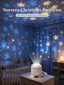 1pc LED Snowflake Projection Night Light, Dynamic Projection Lamp, USB Powered Adjustable Atmosphere Light, Suitable For Living Room And Game Room Decoration, Snowflake Theme Projection Light, Wall Rotating Decoration, 360° Rotating Dynamic Pattern Light & Shadow Decoration, Lighting, Lamp, Bedroom Lighting, Birthday, Party, Photography Lighting, Bulb, Christmas, Snowflake, Light, Projector, Suitable For Ceiling, House, Room, College, Holiday, Living Room, Bedroom, Event - Dynamic Projector Light - View 7