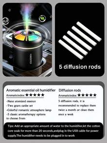 1pc 180ml Car Aromatherapy Humidifier With Colorful Gradient Ambient Light, USB Portable Power, Quiet Operation, Desktop Decor With Color Light, Car Mist Humidifier With 5 Essential Oils, Suitable For Indoor Decoration, Office And Car Use - A - View 20