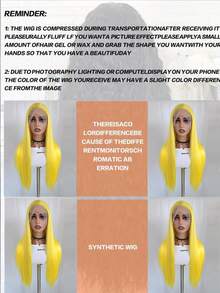 websterwigs Halloween Cosplay Lemon Yellow 13x4 HD Lace Front Wig Hand Tied Transparent Lace Medium Cap For Women Fashion 150% Density - Multicolor - View 11