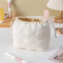1pc Luxury Quilted Shell Makeup Bag, Portable Daily Cosmetic Storage Bag, High-End Large Capacity Cute Drawstring Pouch - Multicolor - View 20