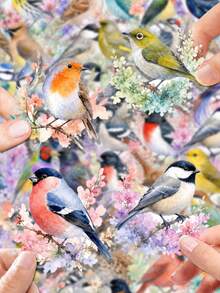 50Pcs Spring Birds & Flowers Clear PET Decor Stickers, Hand-Drawn Illustrations Of Watercolor Birds, Lavender And Fresh Green Leaves, Transparent PET Material, For Journal Collage, Kuka Card, Water Bottle, Luggage, Spring Nature DIY Decor - Multicolor - View 2