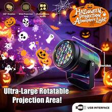 Halloween Projection Light USB Powered 16 Patterns Rotatable Stage Light Large Projection Area Indoor Home Party Event Atmosphere Decoration Light Night Party Gathering Theme Celebration Decoration Holiday Ideal Gift Choice - Multicolor - View 1