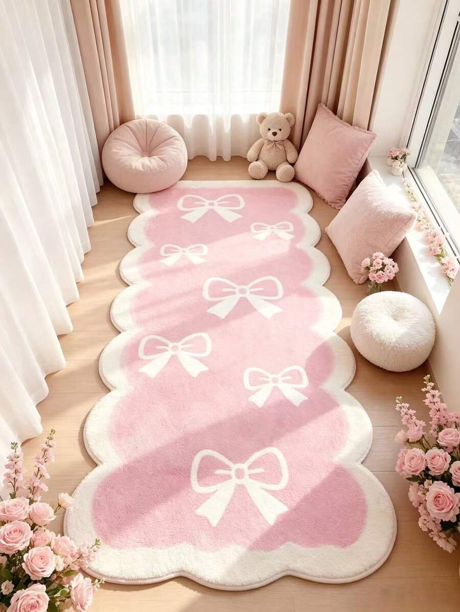 1 buah, Karpet Dekorasi Pita Tepi Bergelombang Warna Pink, Pita Pink, Pinggiran Bergelombang, Tersedia Berbagai Ukuran, Karpet Dekoratif, Dekorasi Kamar Tidur, Karpet Kecil, Karpet, Dekorasi Rumah, Karpet Ruang Tamu, Karpet Kecil Ruang Tamu, Karpet Kamar Tidur, Dekorasi Rumah Ruang Tamu, Karpet Luar Ruangan, Karpet yang Dapat Dicuci, Ukuran Tidak Beraturan, Kesalahan Pemotongan 1-5cm - MultiWarna - View 1
