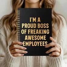 DANPERJI 1pc 14*21cm Spiral Notebook, Funny Boss Quote Soft Cover Journal, Dot Grid Inner Pages - Black Gold - View 3
