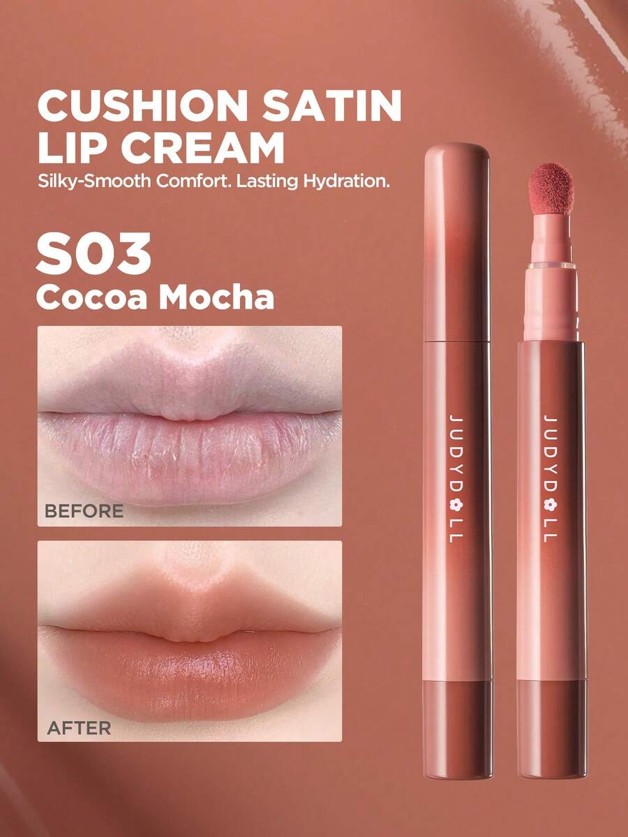 Son kem satin JUDYDOLL dạng bùn lì, đa năng, che rãnh môi, nhẹ môi, lên màu đậm, trang điểm - S03 Cacao Mocha - Xem 1