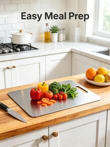 1/3pcs High-Quality Stainless Steel Double-Sided Cutting Board - Thickened, Mildew-Proof, Suitable For Kitchen And Restaurant Use, Easy To Clean With Water, Double-Sided, Suitable For Meat, Vegetables, And Fruits, An Essential Kitchen Utensil For Every Household. - View 8
