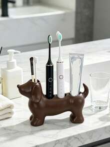 Kotak Penyimpanan Kamar Mandi dan Tempat Sikat Gigi Berbentuk Dachshund yang Lucu dan Sederhana - Tempat Sikat Gigi Elektrik dan Rak Dachshund, Alas Penyimpanan Pasta Gigi dan Kuas Makeup, Alas Penyimpanan yang Menggemaskan. - MultiWarna - View 4