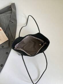 Túi đeo vai dung tích lớn cho nữ, túi tote đi làm phong cách vintage casual mới, đa năng - màu đen - Xem 4