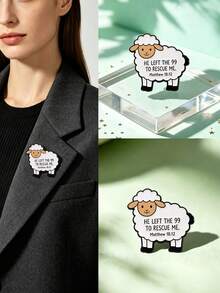 1pc Healing Cartoon Sheep Decorative Brooch, Fluffy Lamb Image Vivid And Cute, Engraved Heartwarming Text, Exquisite Craftsmanship Small And Delicate, Can Decorate Backpack, Jacket, Collar, A Warm And Meaningful Collectible Gift Item - Multicolor - View 2