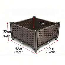 Rectangular Raised Garden Bed, Thickened Vegetable Planting Box, Herb Planting Box With Bottom Drainage Holes, Reinforced Plastic Garden Bed | Suitable For Indoor/Outdoor Use | Modern Minimalist Style | Perfect For Balcony Vegetable Gardening, Flower Planting, Herb Planting | Easily Create Your Own Home Mini Farm - Modular - Floor-standing - View 3