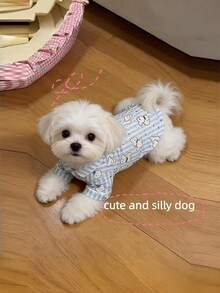 1pc Pet Pajamas Short Sleeve Thin Fleece Clothing, Stylish Anti-Shedding Outfit For Poodle, Teddy And Other Small Dogs, Lightweight Spring/Autumn Matching Pet Clothes For Dogs And Cats - Multicolor - View 5