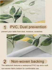 1pc Lemon Leaf Print PVC Composite Non-Woven Tablecloth, 0.133mm Thick Waterproof Oilproof Wipeable Table Cover For Dining Kitchen Outdoor Picnic Home Decor - Multicolor - View 7