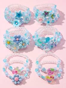 20Pcs Blue Heart Beaded Bracelets Gift Box For Girls, Kids Party Jewelry Birthday Gift - Multicolor - View 10