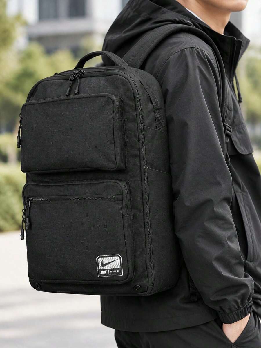 Nike Ransel Pria dan Wanita NK UTILITY SPEED BKPK - 2.0 Ransel Pelajar Ransel Olahraga Penyimpanan FN4106-010 - Hitam/Putih - View 1