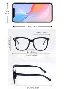 1/3 Pair Large Square Frame Non-Prescription Glasses, Retro Academic Style Frames, Slimming, Suitable For Daily Wear - Clear - View 5