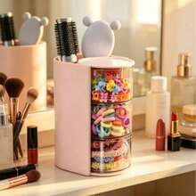 1pc Rotating Cosmetic Storage Box, Multi-Layer Desktop Makeup Organizer With Brush Holder, Vanity Bedroom Bathroom Countertop Storage Display Box - Multicolor - View 8