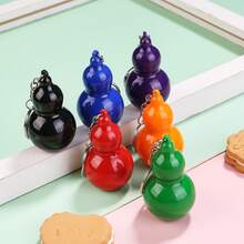1pc Retractable Gourd-Shaped Ballpoint Pen, Cap-Off Gourd Pendant Pen, 0.7mm Bullet Tip Creative Portable Student Gift Pen, Cute Gourd Design, Comes With Keychain Pendant, Can Be Hung On Backpack, Keychain, Easy To Carry And Hard To Lose, Compact And Space-Saving, Cap-Off + Retractable Design, Interesting Structure, Strong Tactile Feel, 0.7mm Bullet Tip, Smooth And Even Ink Flow, Smooth Writing Without Stuttering, Clear Handwriting, Suitable For Daily Notes, Casual Doodling, Colorful Glossy Gourd Shell - A - View 3