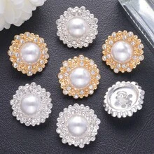 5pcs Luxury Round Pearl Rhinestone Inlaid Zinc Alloy Buttons, Decorative Sewing Fasteners For Suit, Overcoat, Garment DIY Decoration - Multicolor - View 7