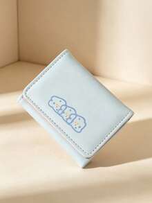 1pc Fresh Sweet Cartoon Print Tri-Fold Short Wallet, Multiple Colors Available PU Leather Mini Wallet, Multiple Card Slots For Cards, Bills And Coins, Daily, School Portable Card Holder - Multicolor - View 6